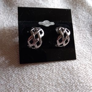 Basket-Weave Silver Tone Earrings